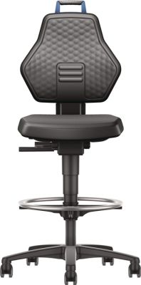 Tecwerk Werkdraaistoel wielen + voetring kunstleer zwart 580-860 mm